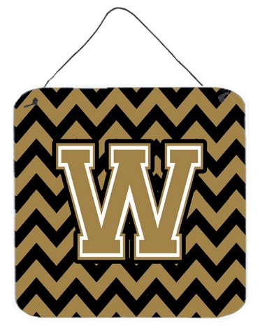 CJ1050-WDS66 Letter W Chevron Black & Gold Wall or Door Hanging Prints, 6 x 0.02 x 6 in.