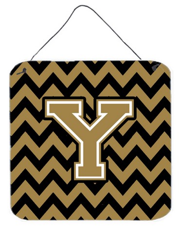 CJ1050-YDS66 Letter Y Chevron Black & Gold Wall or Door Hanging Prints, 6 x 0.02 x 6 in.