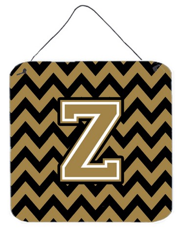 CJ1050-ZDS66 Letter Z Chevron Black & Gold Wall or Door Hanging Prints, 6 x 0.02 x 6 in.