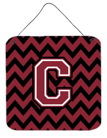 CJ1052-CDS66 Letter C Chevron Garnet & Black Wall or Door Hanging Prints
