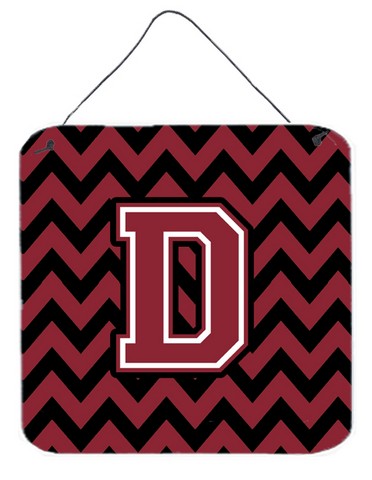 CJ1052-DDS66 Letter D Chevron Garnet & Black Wall or Door Hanging Prints