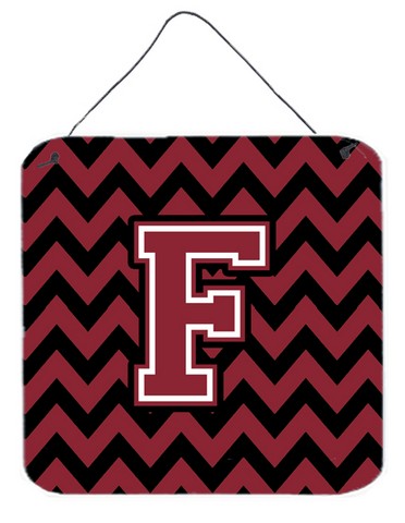 CJ1052-FDS66 Letter F Chevron Garnet & Black Wall or Door Hanging Prints