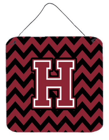 CJ1052-HDS66 Letter H Chevron Garnet & Black Wall or Door Hanging Prints