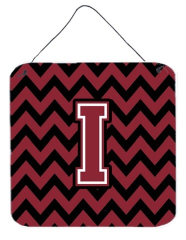 CJ1052-IDS66 Letter I Chevron Garnet & Black Wall or Door Hanging Prints