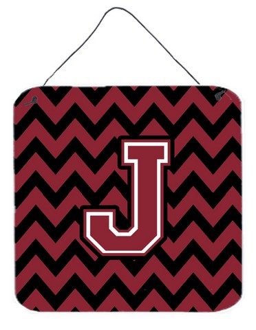 CJ1052-JDS66 Letter J Chevron Garnet & Black Wall or Door Hanging Prints