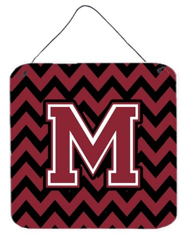 CJ1052-MDS66 Letter M Chevron Garnet & Black Wall or Door Hanging Prints