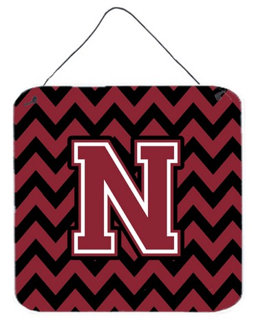 CJ1052-NDS66 Letter N Chevron Garnet & Black Wall or Door Hanging Prints