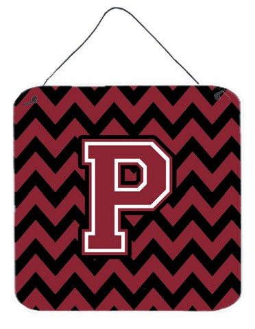 CJ1052-PDS66 Letter P Chevron Garnet & Black Wall or Door Hanging Prints