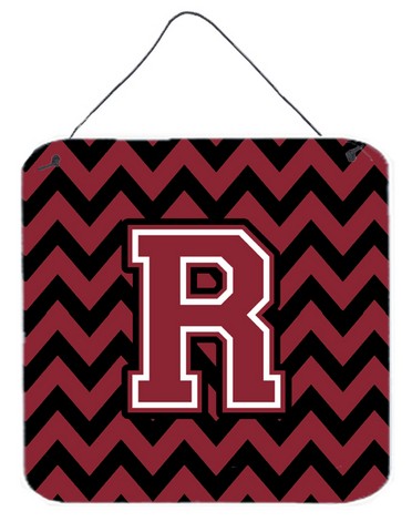 CJ1052-RDS66 Letter R Chevron Garnet & Black Wall or Door Hanging Prints
