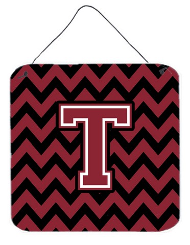 Letter T Chevron Garnet & Black Wall or Door Hanging Prints