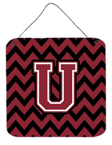 Letter U Chevron Garnet & Black Wall or Door Hanging Prints
