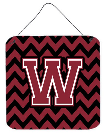 CJ1052-WDS66 Letter W Chevron Garnet & Black Wall or Door Hanging Prints