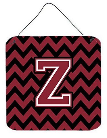 CJ1052-ZDS66 Letter Z Chevron Garnet & Black Wall or Door Hanging Prints