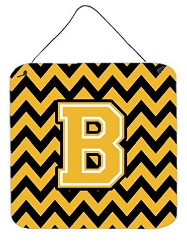 Letter B Chevron Black & Gold Wall or Door Hanging Prints, 6 x 0.02 x 6 in.