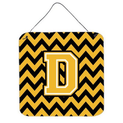 CJ1053-DDS66 Letter D Chevron Black & Gold Wall or Door Hanging Prints, 6 x 0.02 x 6 in.
