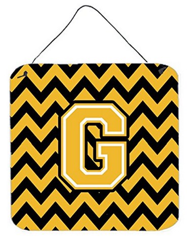 CJ1053-GDS66 Letter G Chevron Black & Gold Wall or Door Hanging Prints, 6 x 0.02 x 6 in.