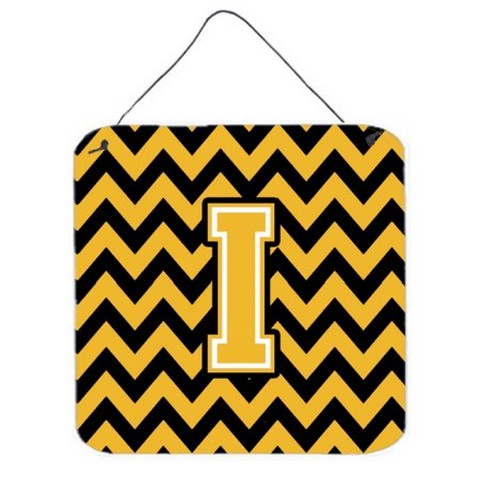 CJ1053-IDS66 Letter I Chevron Black & Gold Wall or Door Hanging Prints, 6 x 0.02 x 6 in.