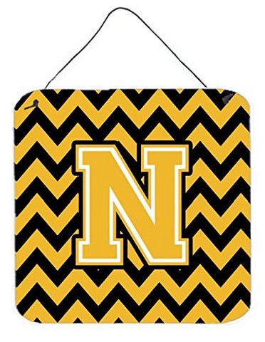 CJ1053-NDS66 Letter N Chevron Black & Gold Wall or Door Hanging Prints, 6 x 0.02 x 6 in.