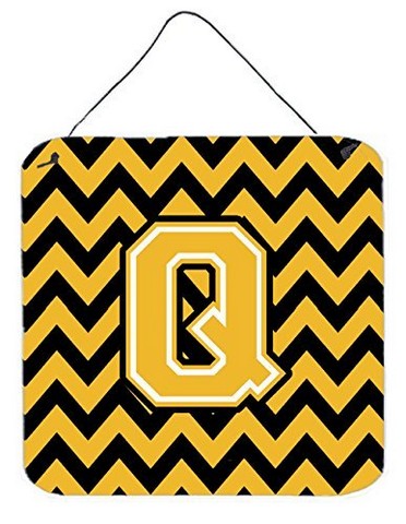 CJ1053-QDS66 Letter Q Chevron Black & Gold Wall or Door Hanging Prints, 6 x 0.02 x 6 in.
