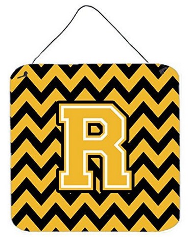 CJ1053-RDS66 Letter R Chevron Black & Gold Wall or Door Hanging Prints, 6 x 0.02 x 6 in.