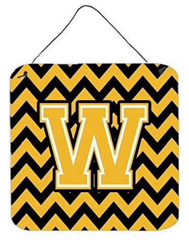 Letter W Chevron Black & Gold Wall or Door Hanging Prints, 6 x 0.02 x 6 in.