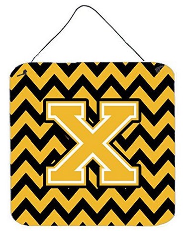 CJ1053-XDS66 Letter X Chevron Black & Gold Wall or Door Hanging Prints, 6 x 0.02 x 6 in.