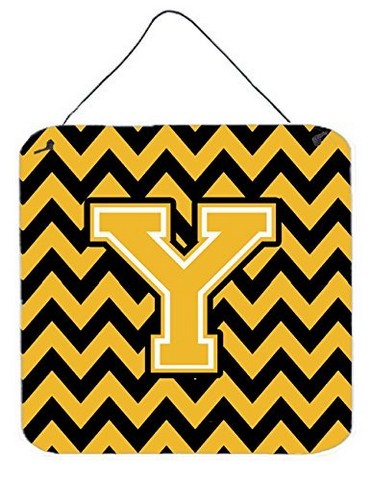 CJ1053-YDS66 Letter Y Chevron Black & Gold Wall or Door Hanging Prints, 6 x 0.02 x 6 in.