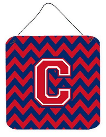 Letter C Chevron Yale Blue & Crimson Wall or Door Hanging Prints