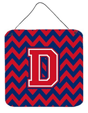 Letter D Chevron Yale Blue & Crimson Wall or Door Hanging Prints