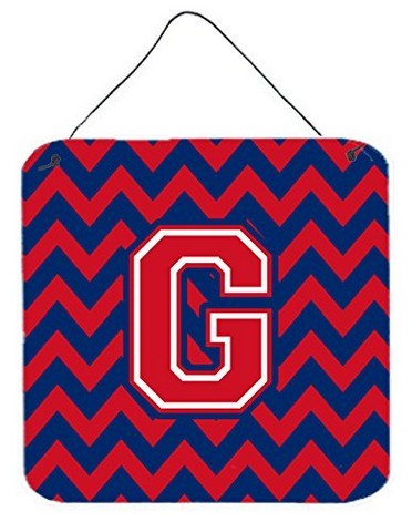 Letter G Chevron Yale Blue & Crimson Wall or Door Hanging Prints