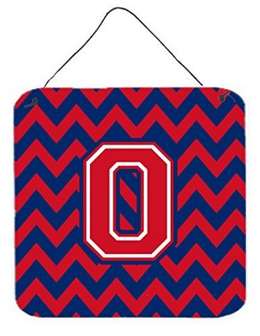 Letter O Chevron Yale Blue & Crimson Wall or Door Hanging Prints