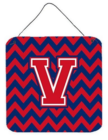 Letter V Chevron Yale Blue & Crimson Wall or Door Hanging Prints