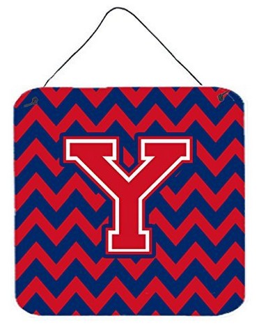 Letter Y Chevron Yale Blue & Crimson Wall or Door Hanging Prints