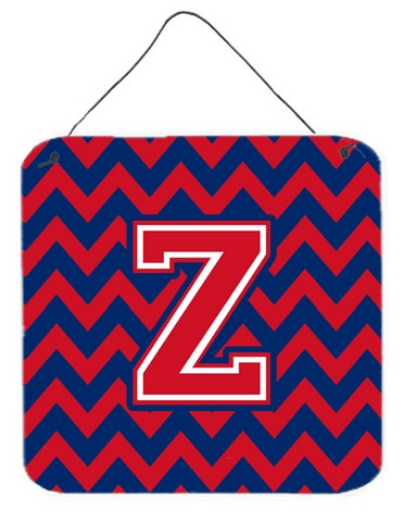 Letter Z Chevron Yale Blue & Crimson Wall or Door Hanging Prints