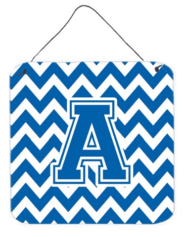 Letter A Chevron Blue & White Wall or Door Hanging Prints, 6 x 0.02 x 6 in.
