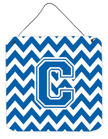 Letter C Chevron Blue & White Wall or Door Hanging Prints, 6 x 0.02 x 6 in.