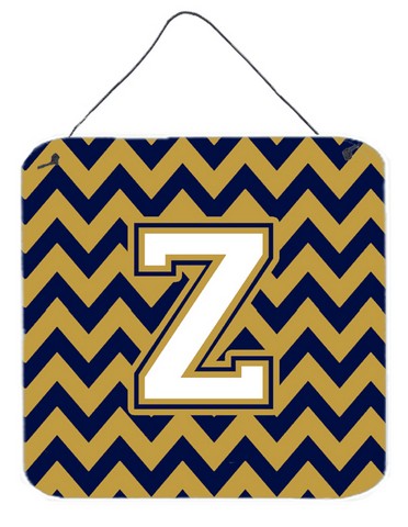 Letter Z Chevron Navy Blue & Gold Wall or Door Hanging Prints