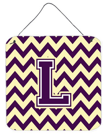 Picture of Carolines Treasures CJ1058-LDS66 Letter L Chevron Purple & Gold Wall or Door Hanging Prints, 6 x 0.02 x 6 in.