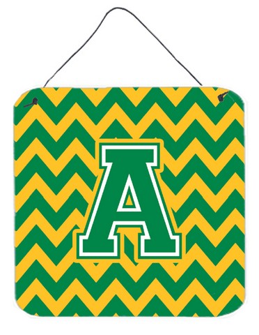 Letter A Chevron Green & Gold Wall or Door Hanging Prints