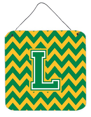 Letter L Chevron Green & Gold Wall or Door Hanging Prints
