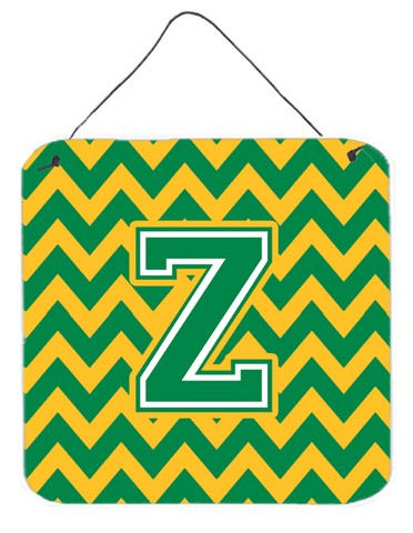 Letter Z Chevron Green & Gold Wall or Door Hanging Prints