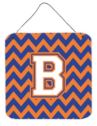 Letter B Chevron Blue & Orange No.3 Wall or Door Hanging Prints