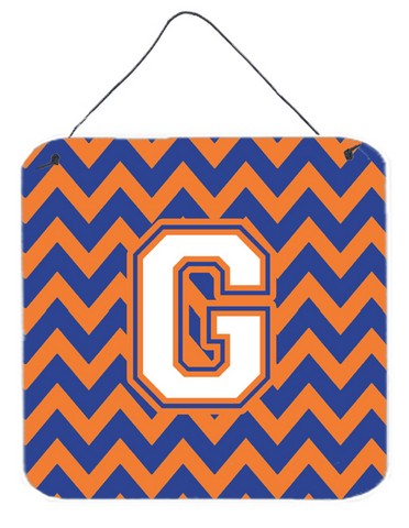 Letter G Chevron Blue & Orange No.3 Wall or Door Hanging Prints