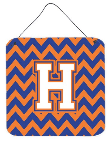 Letter H Chevron Blue & Orange No.3 Wall or Door Hanging Prints