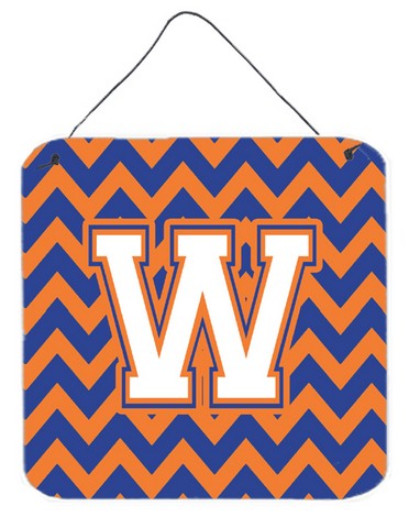 Letter W Chevron Blue & Orange No.3 Wall or Door Hanging Prints