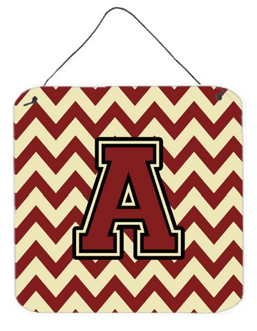Letter A Chevron Maroon & Gold Wall or Door Hanging Prints
