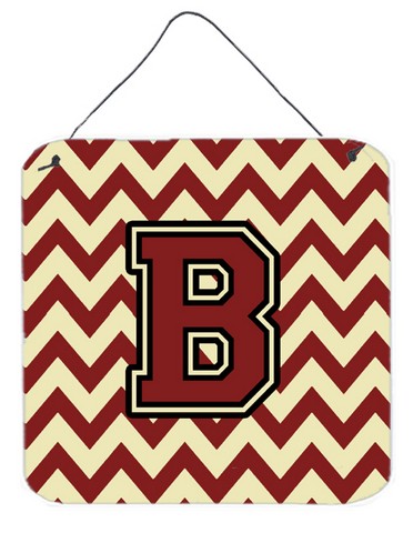Letter B Chevron Maroon & Gold Wall or Door Hanging Prints