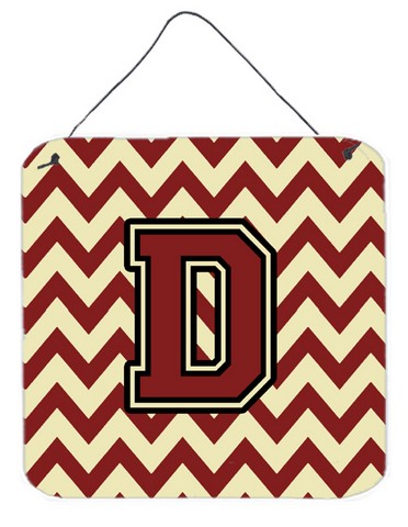 Letter D Chevron Maroon & Gold Wall or Door Hanging Prints