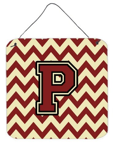 Letter P Chevron Maroon & Gold Wall or Door Hanging Prints