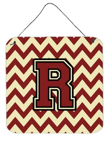 Letter R Chevron Maroon & Gold Wall or Door Hanging Prints